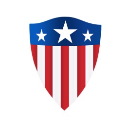 Red, White and Blue Shield in Metal