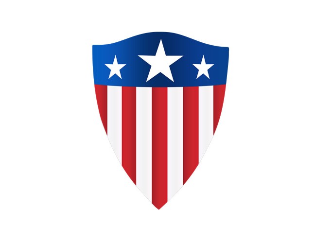 Red, White and Blue Shield in Metal