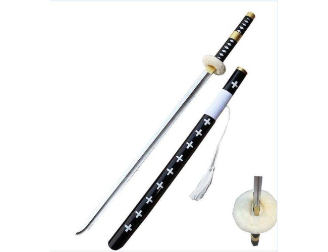 Black with White Crosses (Black Handle) Foam Sword