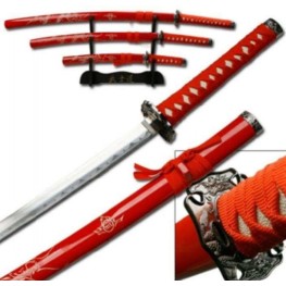 Red Set of 3 with Dragon (Carbon Steel Blade) Red Set of 3 with Dragon (Carbon Steel Blade)